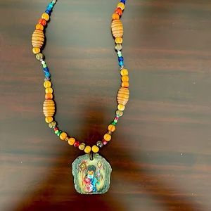 Vintage DeGrazia Native American Hand Painted Necklace “Heavenly Blessing”